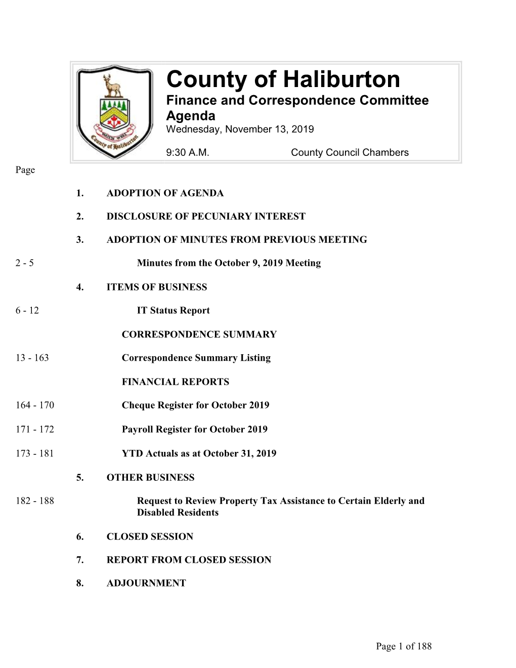 County Finance & Correspondence Committee