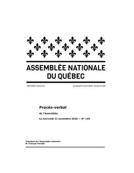 Procès-Verbal De L'assemblée, Mercredi 11 Novembre (143)