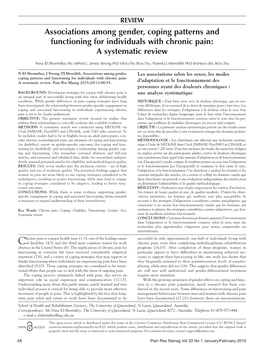 Associations Among Gender, Coping Patterns and Functioning for Individuals with Chronic Pain: a Systematic Review