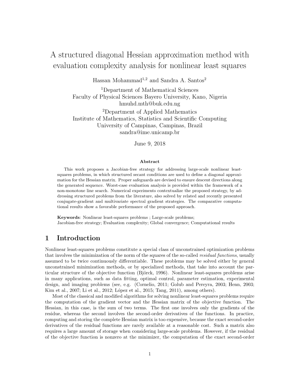 A Structured Diagonal Hessian Approximation Method with Evaluation Complexity Analysis for Nonlinear Least Squares