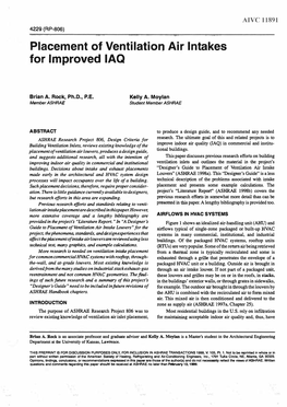 Placement of Ventilation Air Intakes for Improved IAQ