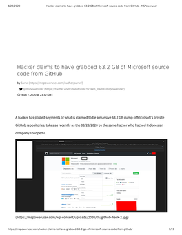 Hacker Claims to Have Grabbed 63.2 GB of Microsoft Source Code from Github - Mspoweruser