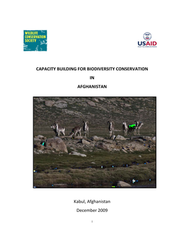 CAPACITY BUILDING for BIODIVERSITY CONSERVATION in AFGHANISTAN Kabul, Afghanistan December 2009
