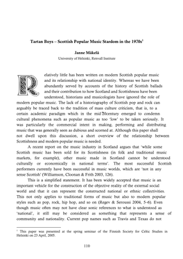 Tartan Boys – Scottish Popular Music Stardom in the 1970S1