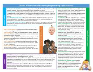District of Parry Sound Parenting Programming and Resources