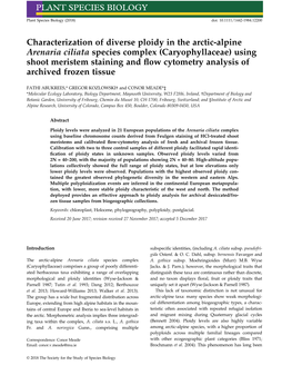 Characterization of Diverse Ploidy in the Arctic-Alpine Arenaria Ciliata