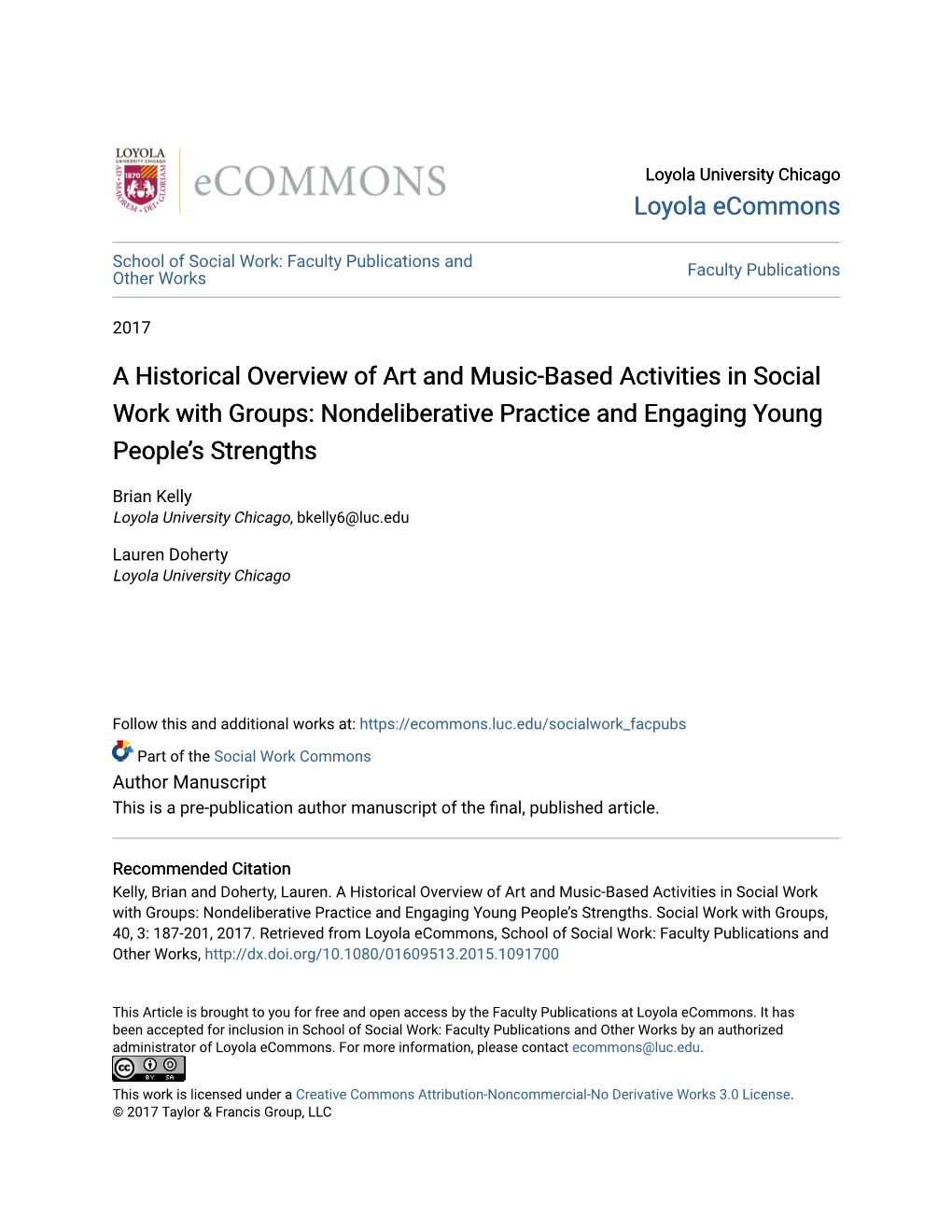 A Historical Overview of Art and Music-Based Activities in Social Work with Groups: Nondeliberative Practice and Engaging Young People’S Strengths