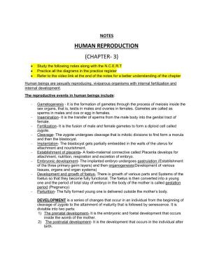Human Reproduction (Chapter- 3)