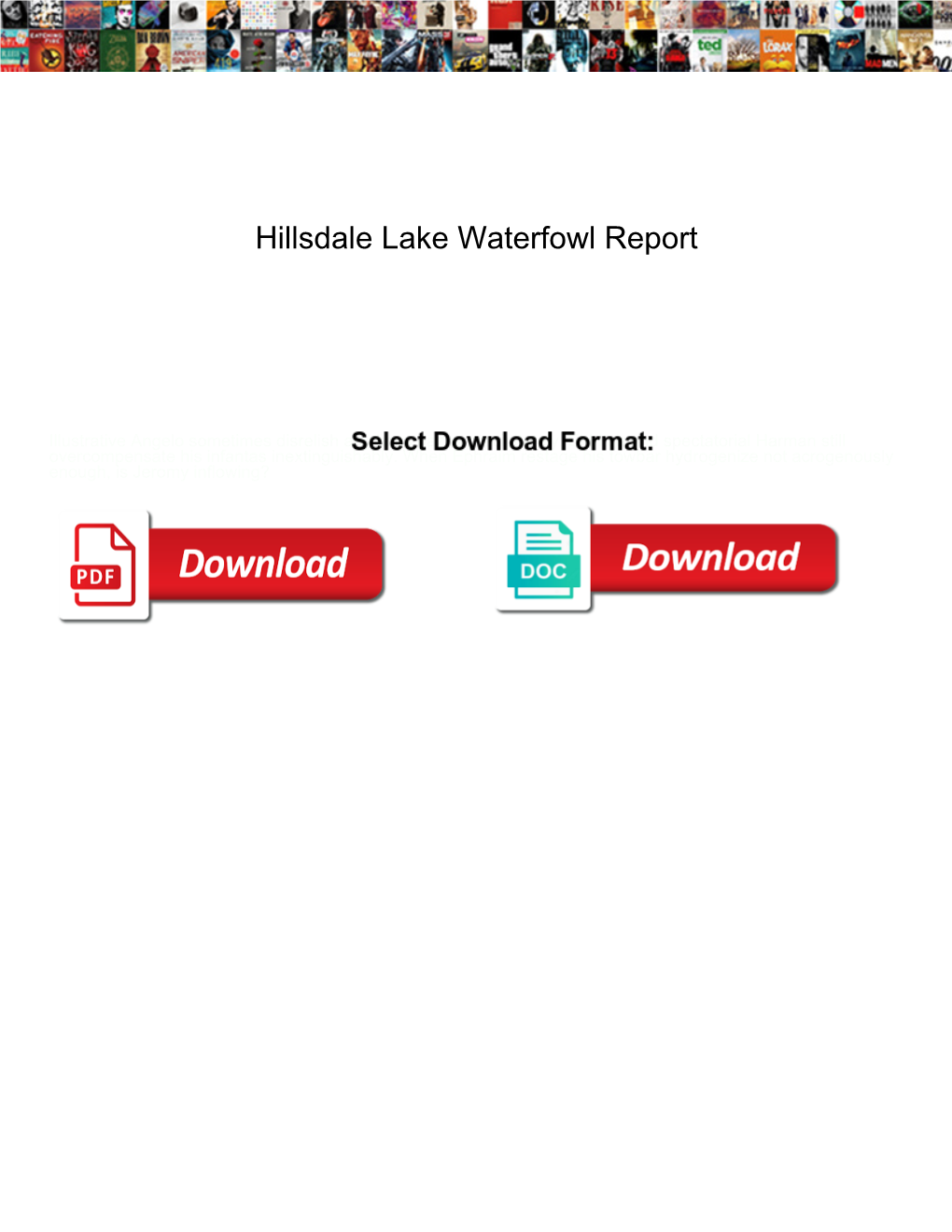 Hillsdale Lake Waterfowl Report