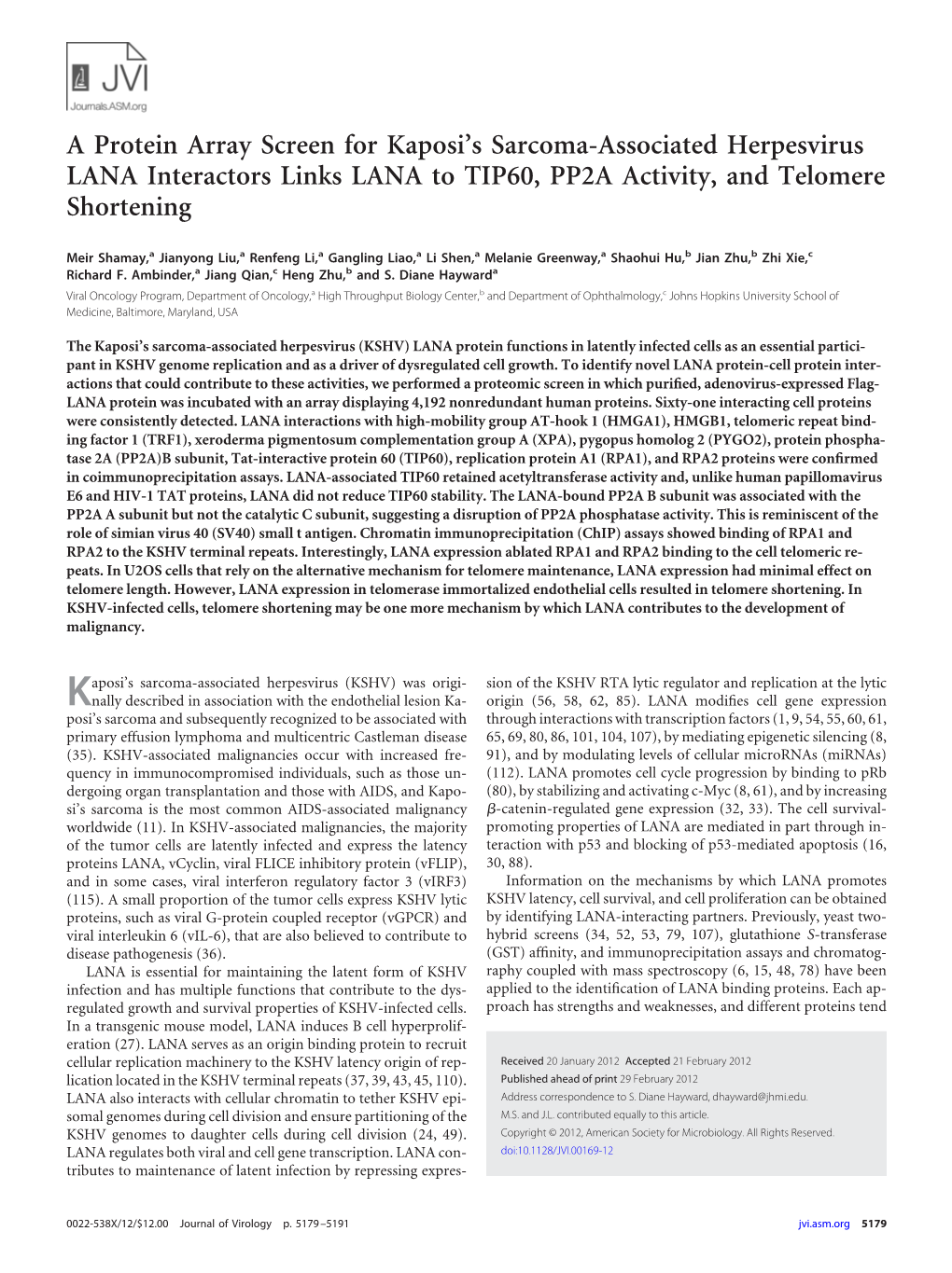 A Protein Array Screen for Kaposi's Sarcoma-Associated Herpesvirus