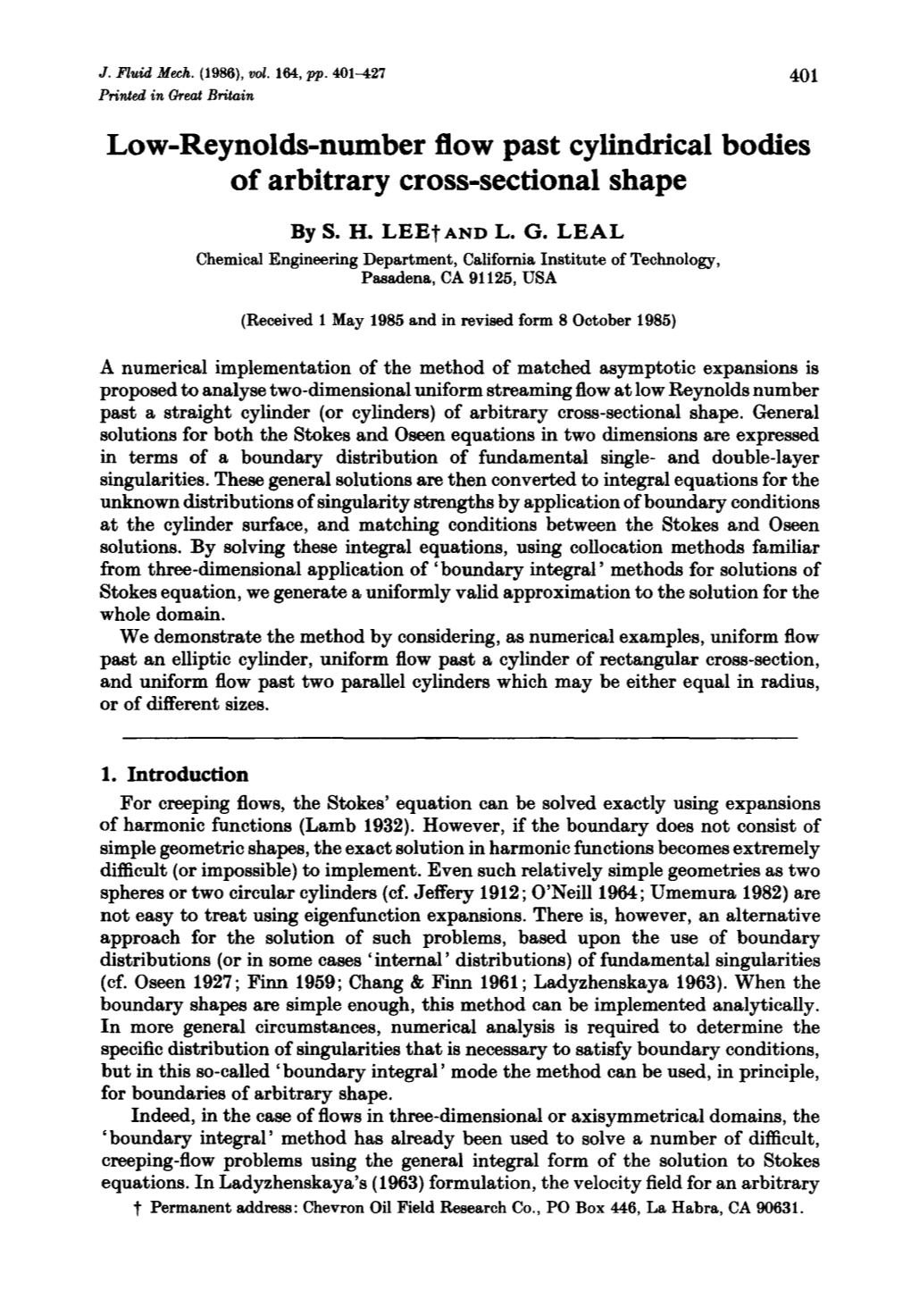 Low-Reynolds-Number Flow Past Cylindrical Bodies of Arbitrary Cross-Sectional Shape