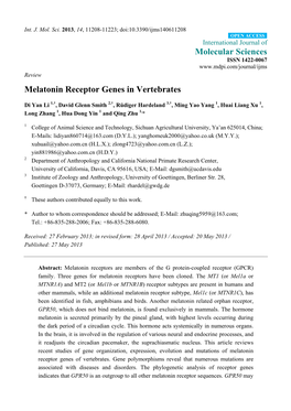 Melatonin Receptor Genes in Vertebrates