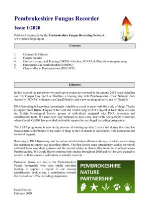 Pembrokeshire Fungus Recorder Issue 1/2020