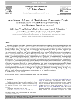 A Multi-Gene Phylogeny of Clavicipitaceae (Ascomycota, Fungi): Identification of Localized Incongruence Using a Combinational Bo
