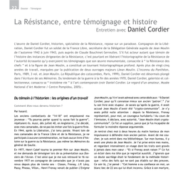 La Résistance, Entre Témoignage Et Histoire Entretien Avec Daniel Cordier