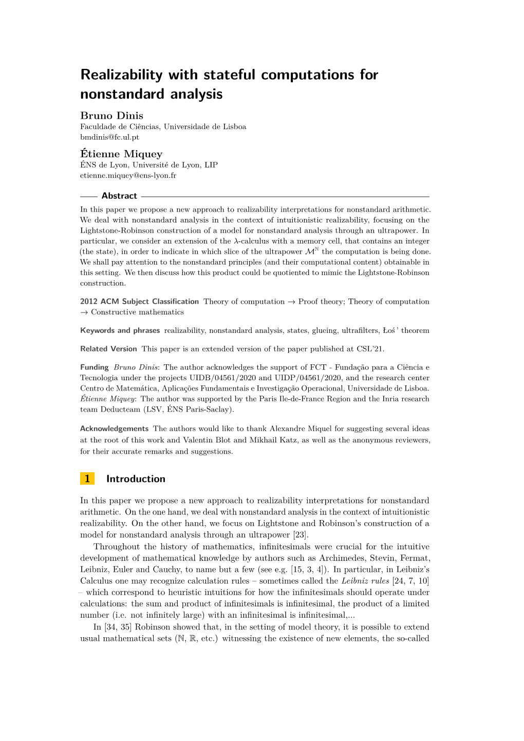 Realizability with Stateful Computations for Nonstandard