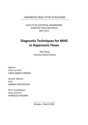 Diagnostic Techniques for MHD in Hypersonic Flows