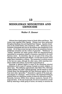 Middleman Minorities and Genocide