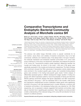 Comparative Transcriptome and Endophytic Bacterial Community Analysis of Morchella Conica SH