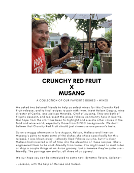 Crunchy Red Fruit X Musang a Collection of Our Favorite Dishes + Wines