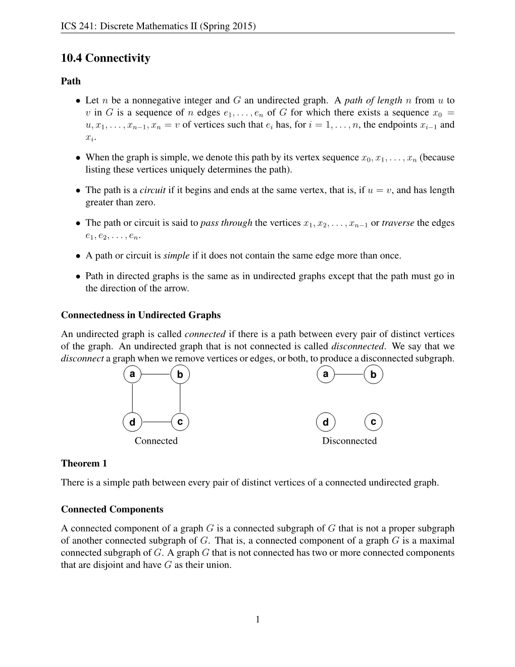 Graph Connectivity Simple Paths, Circuits, Lengths, Strongly And