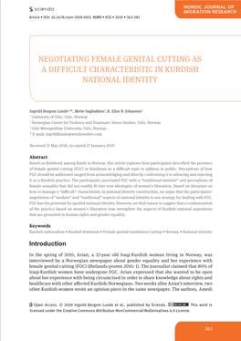 Negotiating Female Genital Cutting As a Difficult