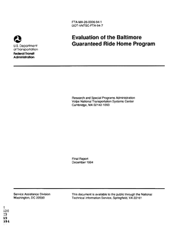Evaluation of the Baltimore Guaranteed Ride Home Program TT527/1J5049 6