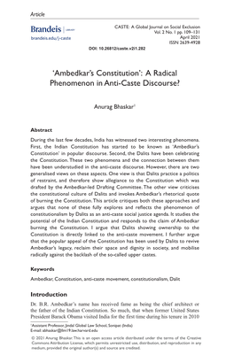 'Ambedkar's Constitution': a Radical Phenomenon in Anti-Caste