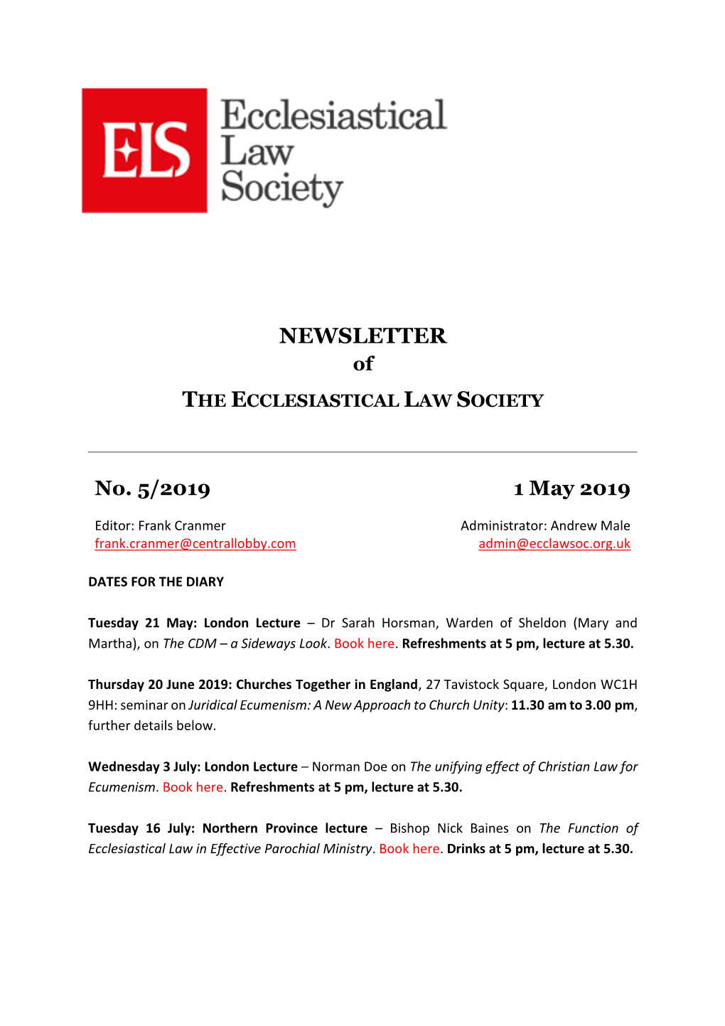 ELS Newsletter May 2019