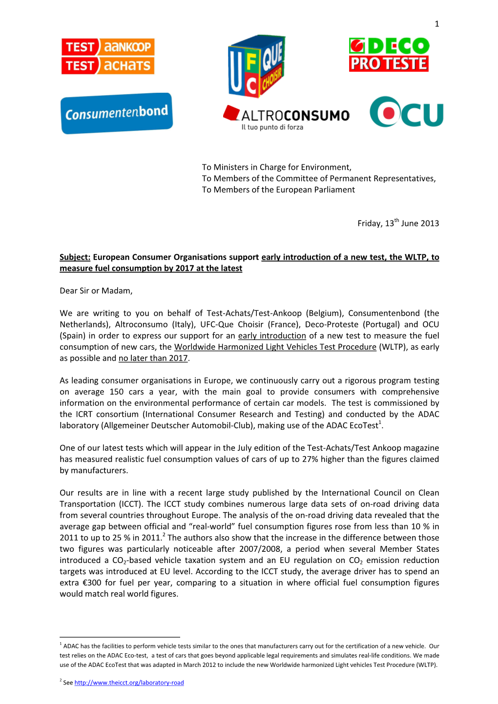 2013-06-13 -Joint Letter Car Fuel Consumption- TA