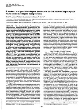 Pancreatic Digestive Enzyme Secretion in the Rabbit: Rapid Cyclic Variations in Enzyme Composition JOEL W