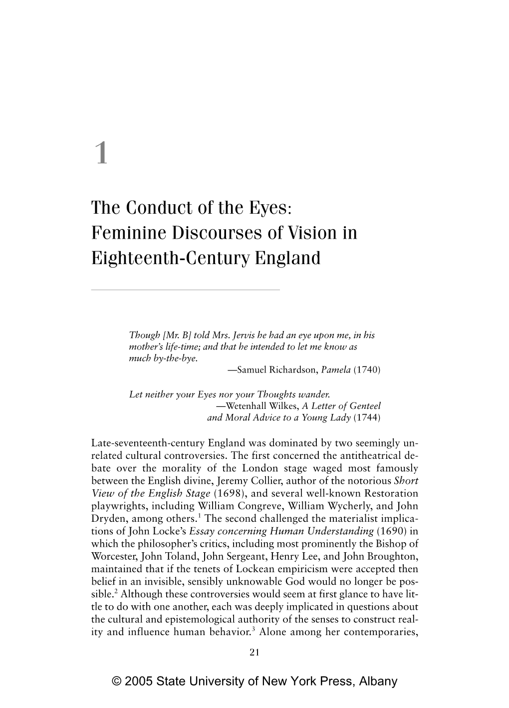 Feminine Discourses of Vision in Eighteenth-Century England