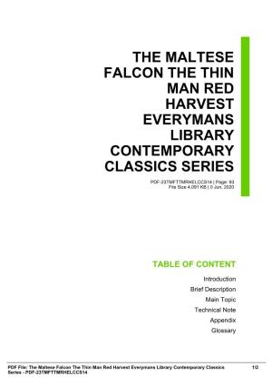 The Maltese Falcon the Thin Man Red Harvest Everymans Library Contemporary Classics Series