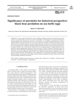 Black Bear Predation on Sea Turtle Eggs
