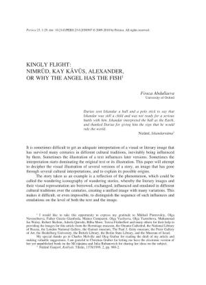 Nimrud, Kay Kavus, Alexander, Or Why the Angel Has the Fish1