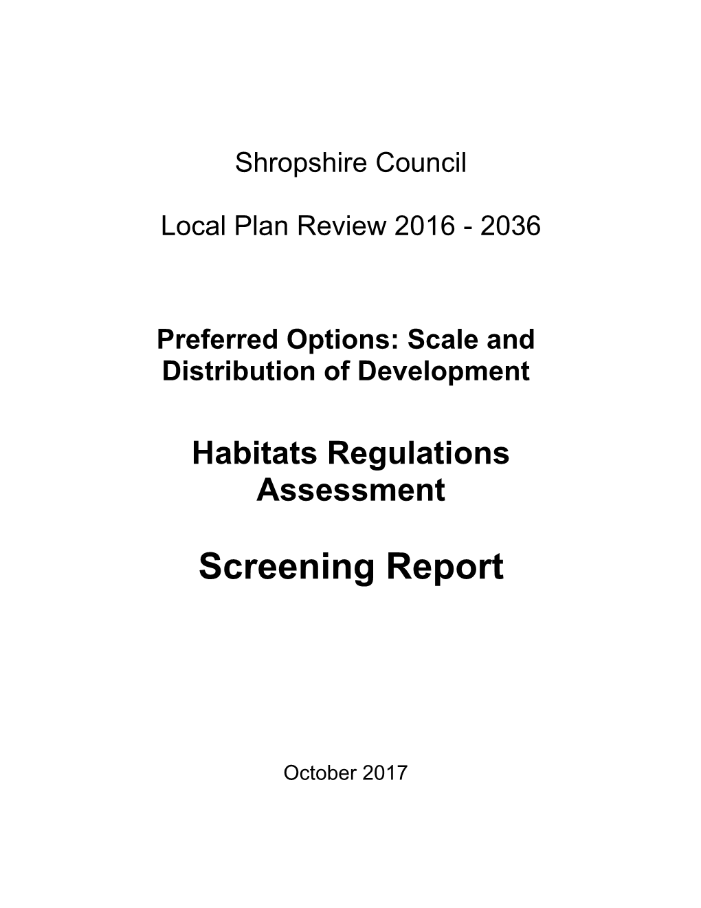 Screening Report