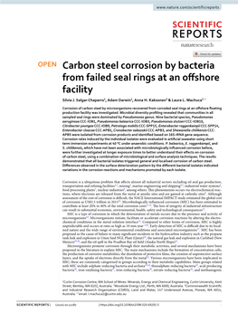 Carbon Steel Corrosion by Bacteria from Failed Seal Rings at an Ofshore Facility Silvia J