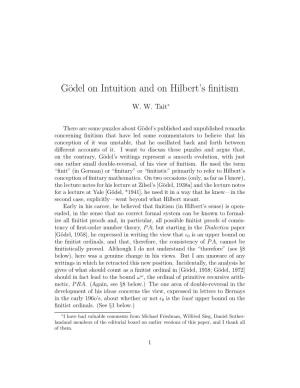 Gödel on Intuition and on Hilbert's Finitism
