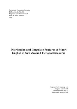 Distribution and Linguistic Features of Maori English in New Zealand Fictional Discourse