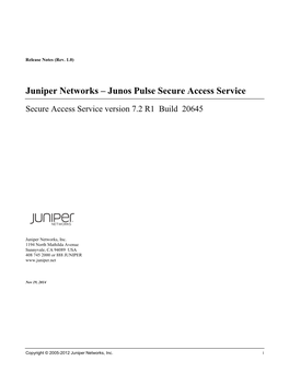 Juniper Networks – Junos Pulse Secure Access Service