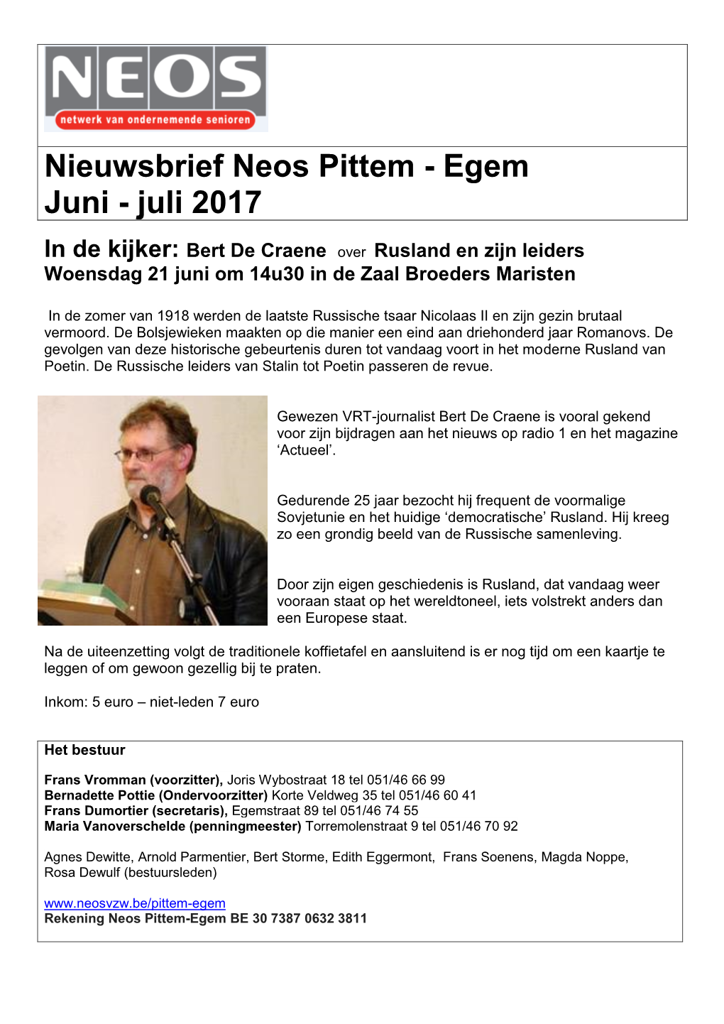 Nieuwsbrief Neos Pittem - Egem