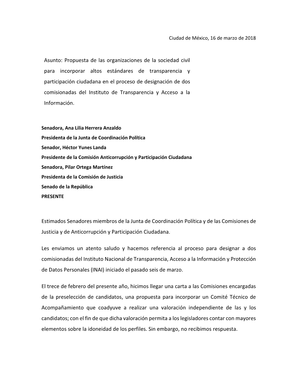 Propuesta De Las Organizaciones De La Sociedad Civil Para Incorporar Altos