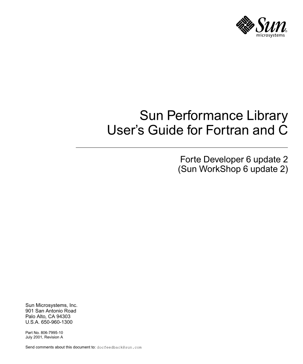 Sun Performance Library User's Guide for Fortran and C