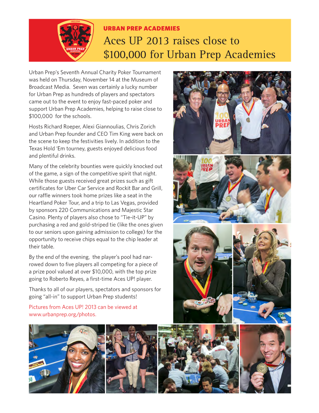 Aces up 2013 Raises Close to $100,000 for Urban Prep Academies