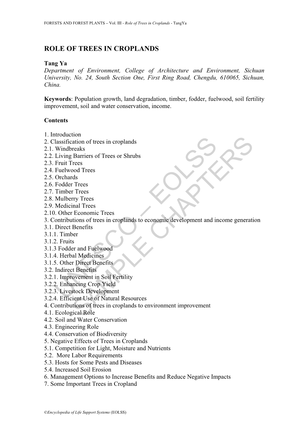 Role of Trees in Croplands - Tangya