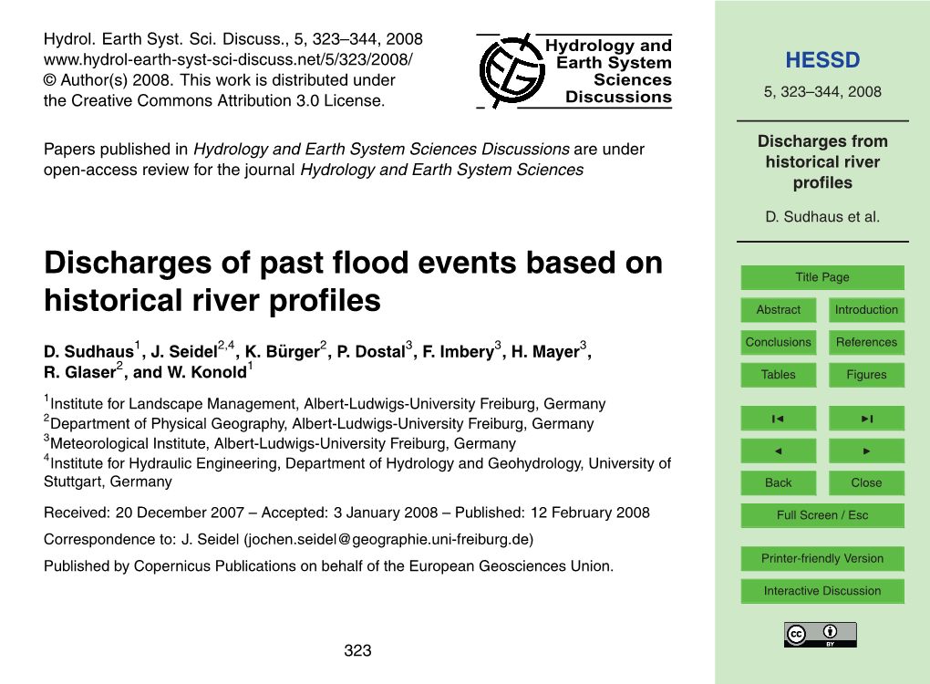 Discharges from Historical River Profiles