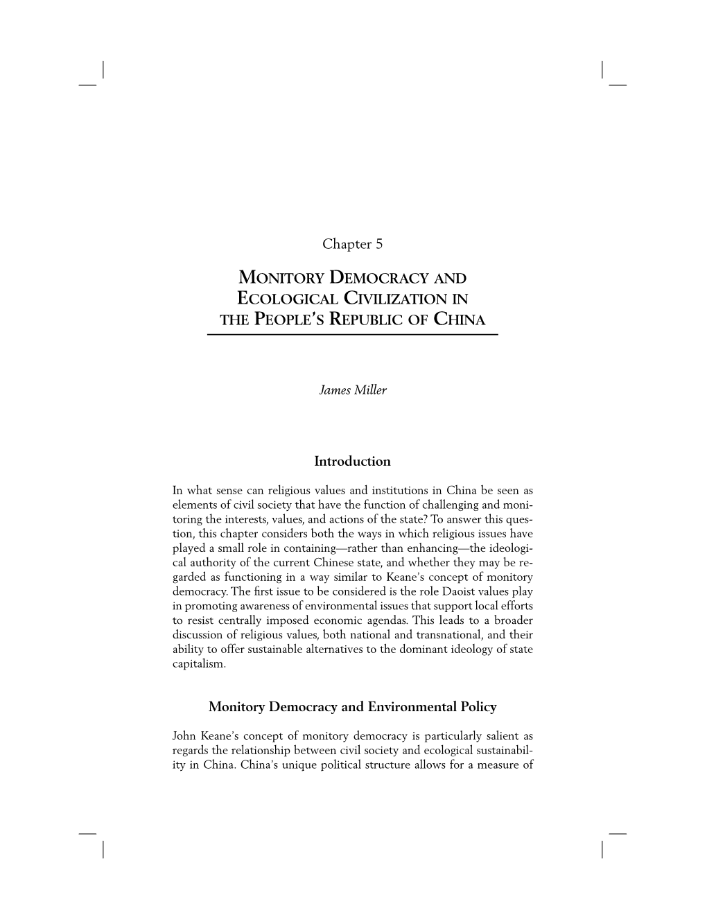 Monitory Democracy and Ecological Civilization in the People’S Republic of China