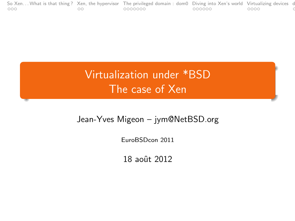 Virtualization Under *BSD the Case of Xen