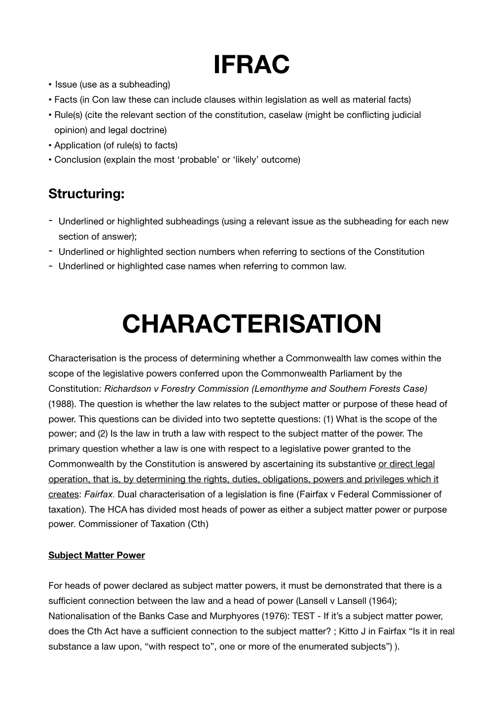 70616: Australian Constitutional Law Final Exam Notes