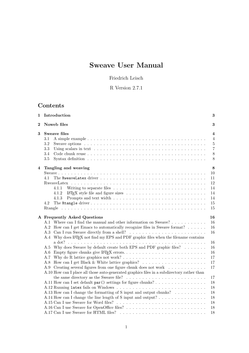 Sweave User Manual